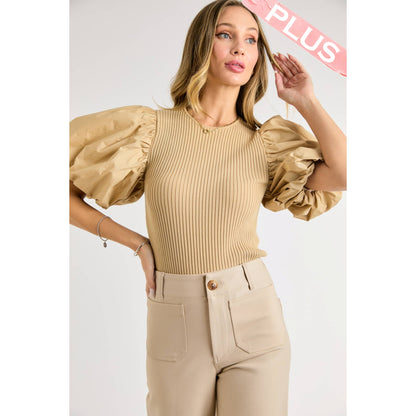 Poplin Bubble Sleeve Top