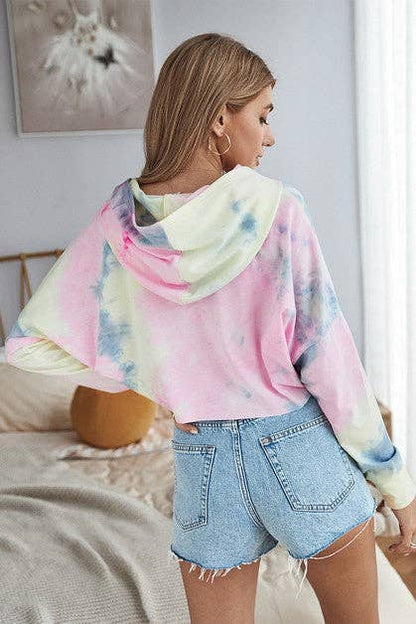 Tie Dye Crop Pullover Hoodie