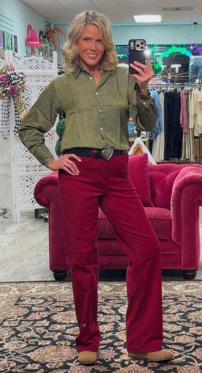 Silky Chambray Button Up Blouse