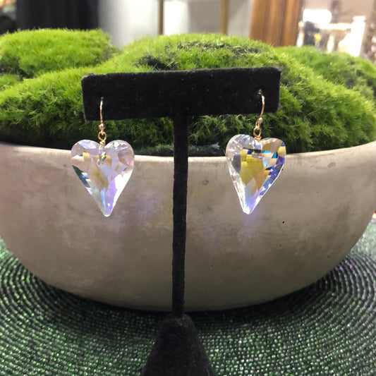 Purple Crystal Heart Earrings