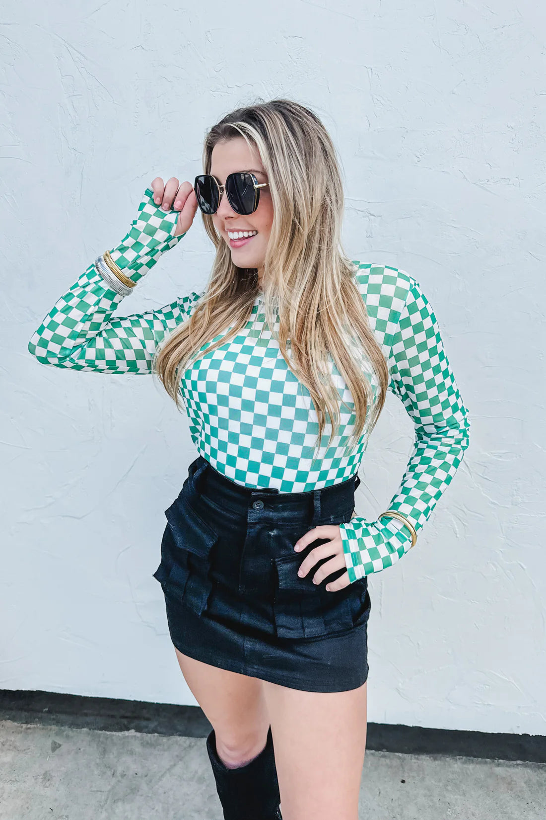 Checkered Dress it up Mesh Top