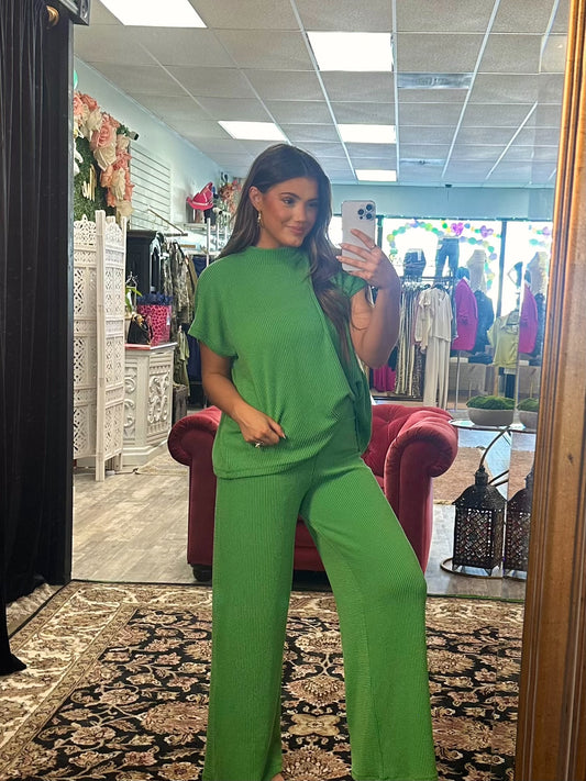 Ribbed Mock-neck Set