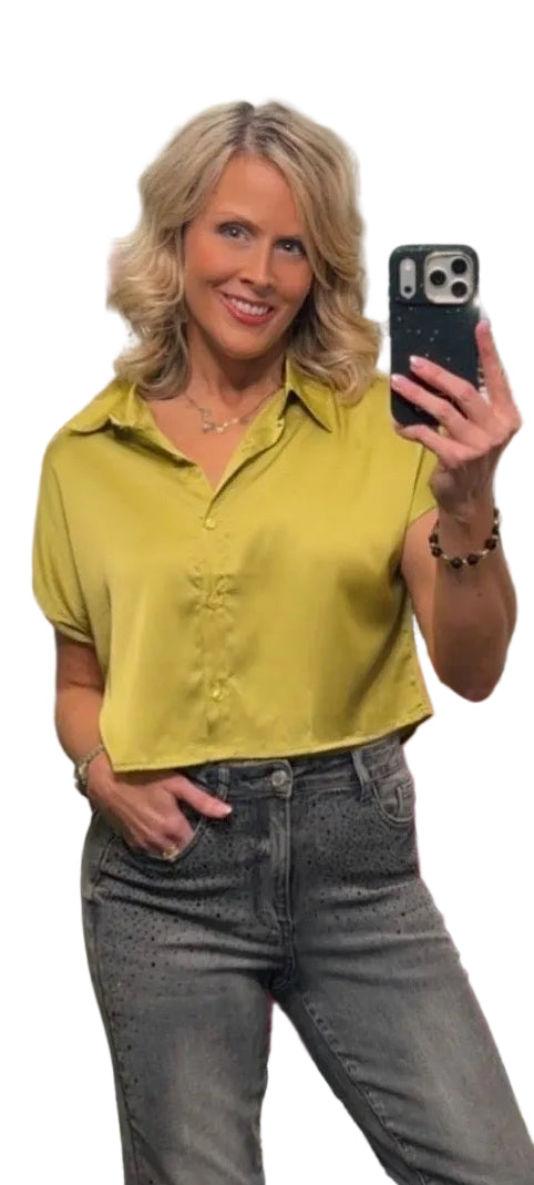 Short N Satin Button Up Top