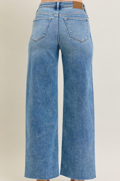 Vintage Wash Retro Wide Leg Jeans