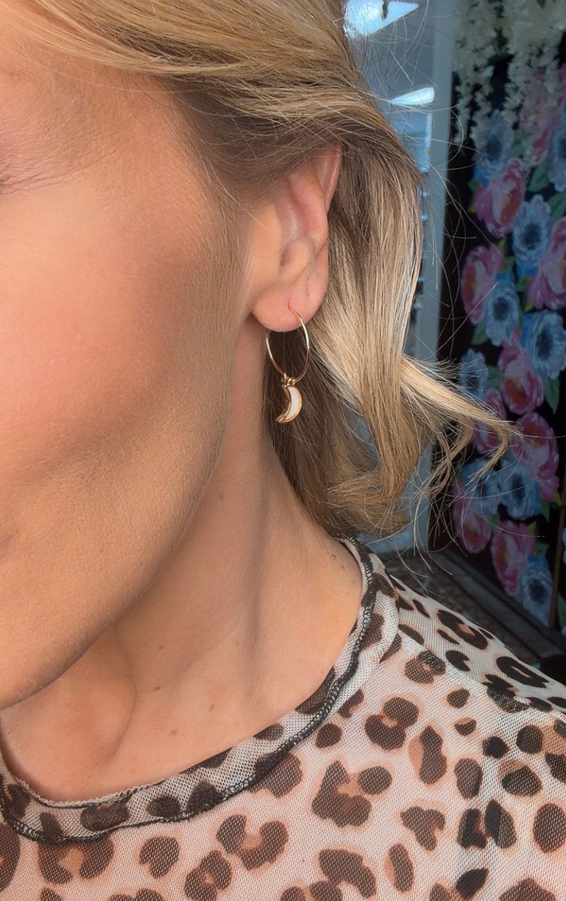 Full Pearl Moon Earrings