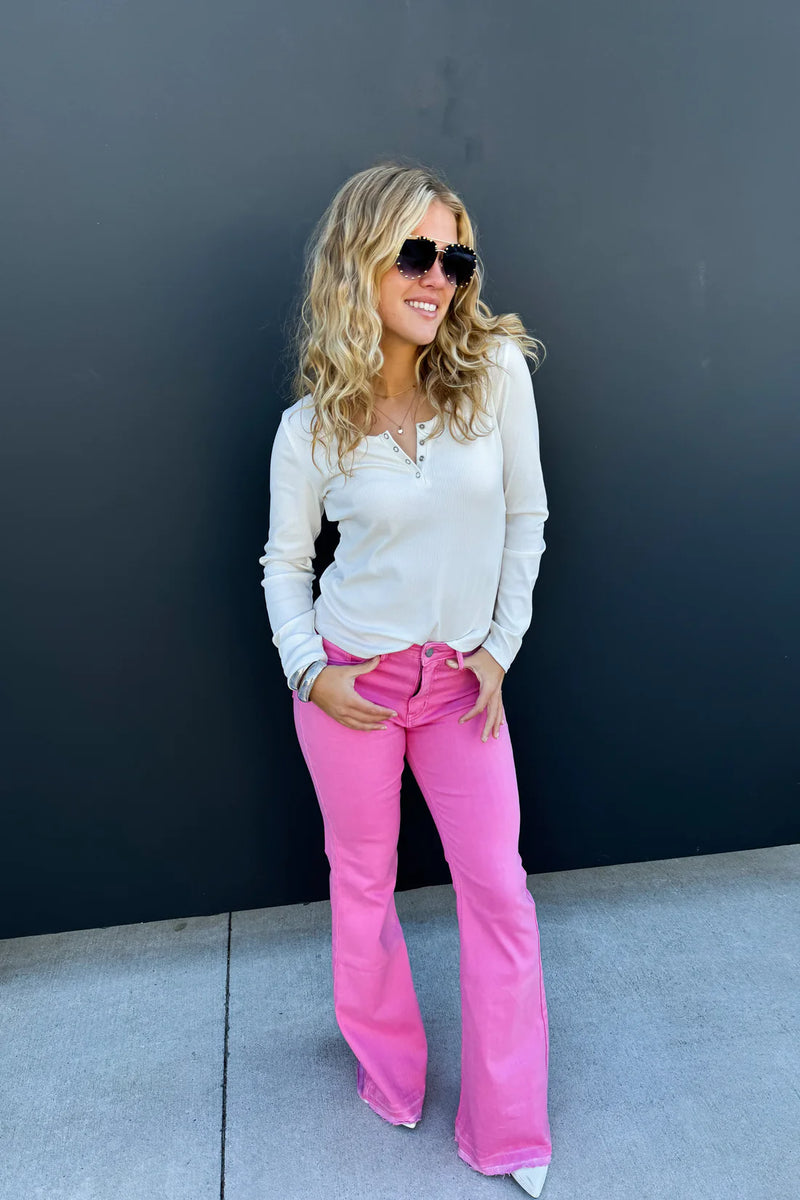 Pink Tummy Control Jeans