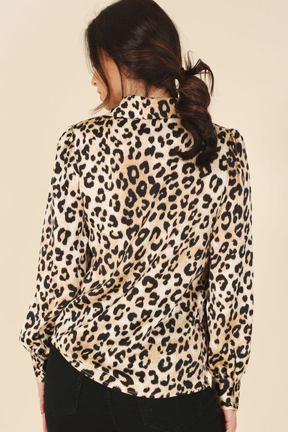 Satin Leopard Long Sleeve Top