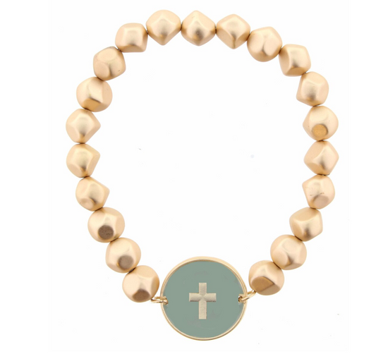 Faith Epoxy Beaded Bracelet