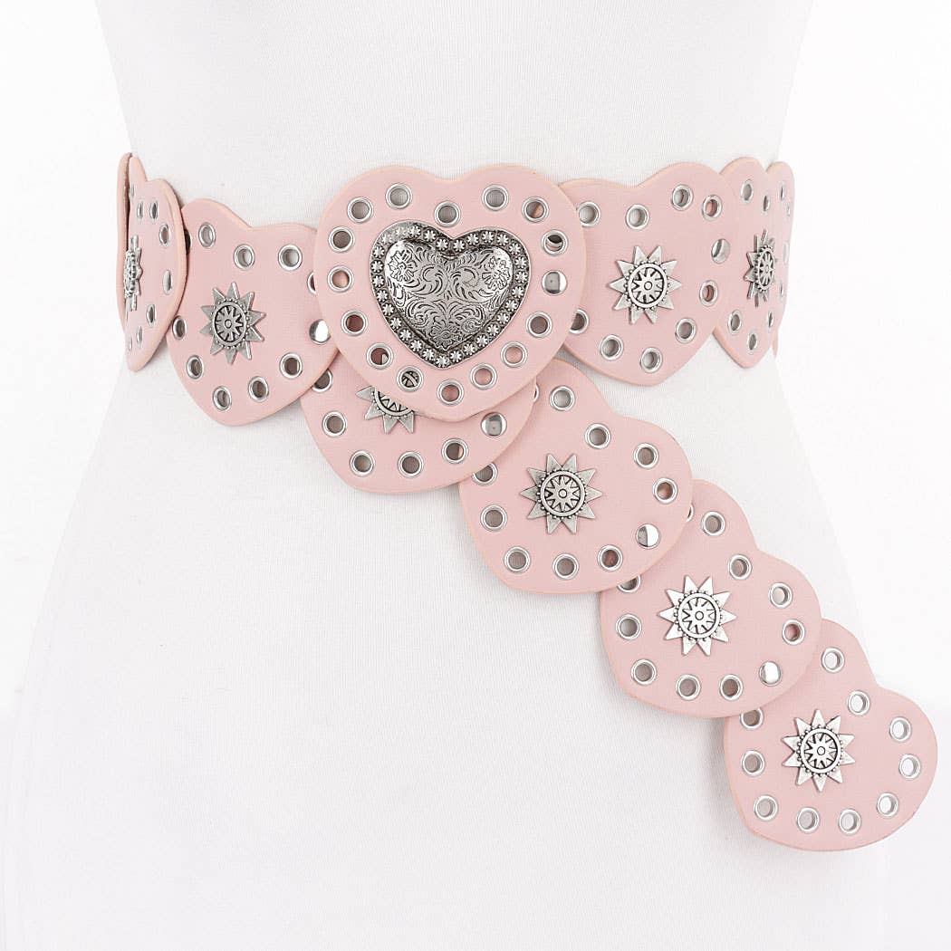 Faux Leather Heart Shape Vintage Belt