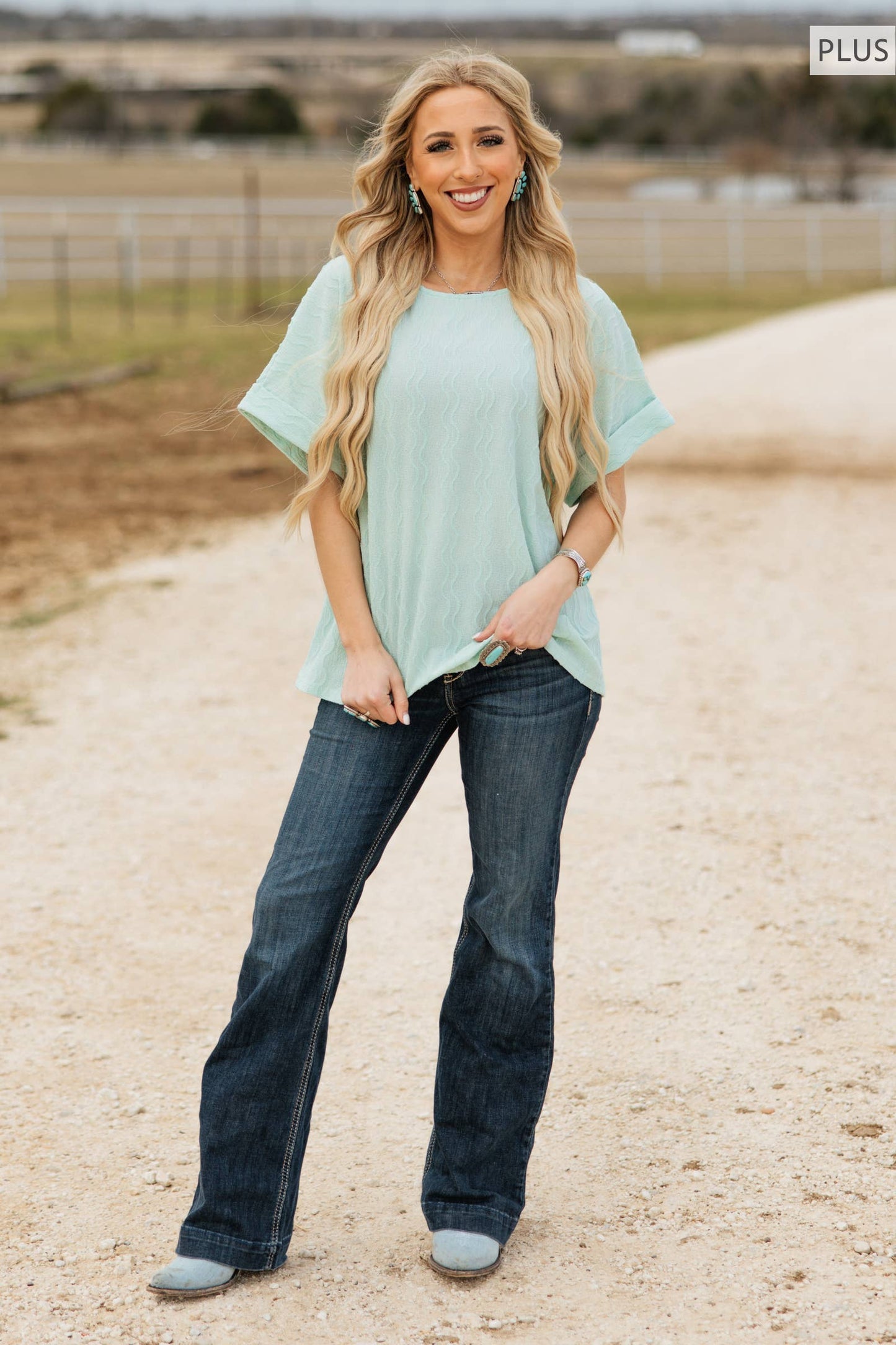 Curvy Textured Dolman Sleeve Top