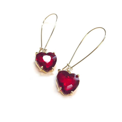 Heart Glass Charm with Kidney Wire Dangle Earrings