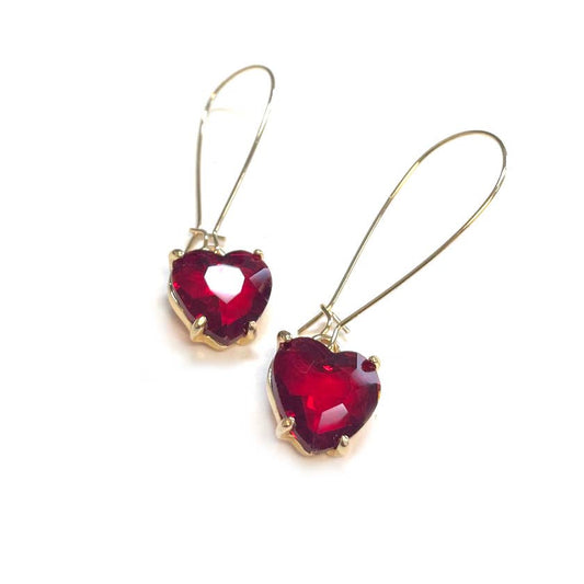 Heart Glass Charm with Kidney Wire Dangle Earrings