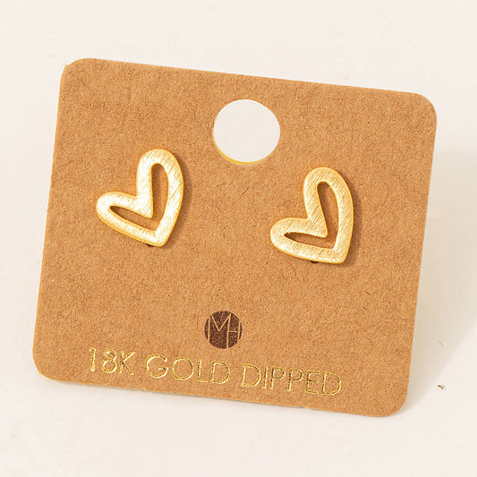 Gold Dipped Heart Stud Earrings