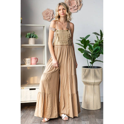 Embroidered Strap Flowy Jumpsuit