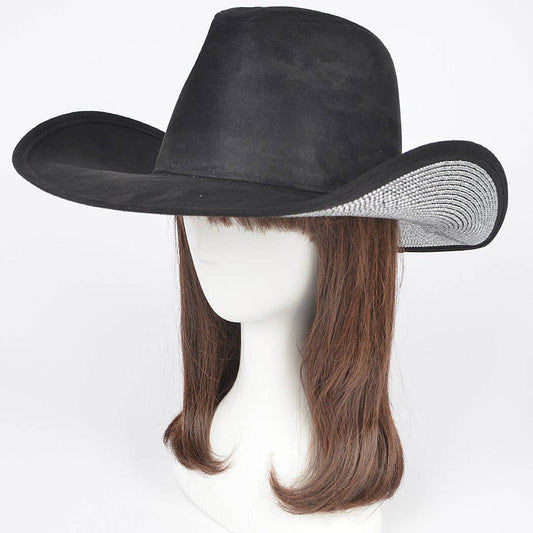 Faux Wool Hot Fix Rhinestone Cowboy Hat