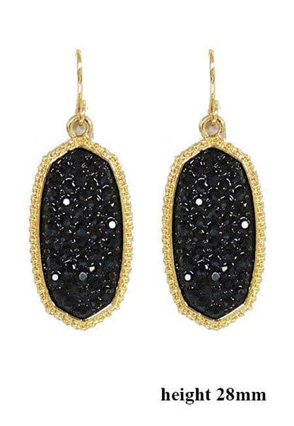 Pave Rhinestone Oval Hexagon Drop Earrings