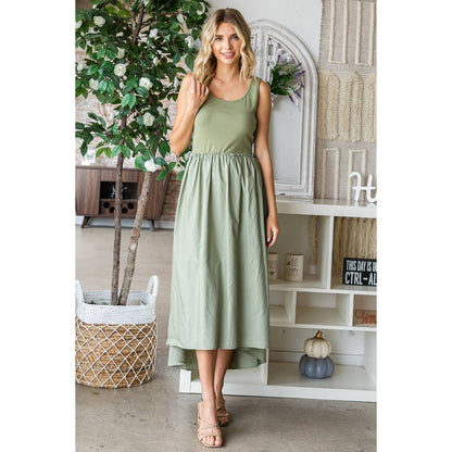 Ribbed knit top and Parachute Skirt Long Dress
