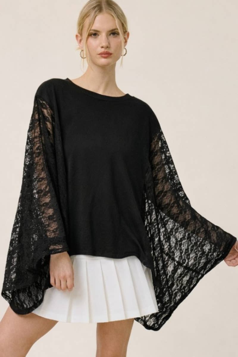 LACE SLEEVE TOP