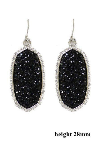 Pave Rhinestone Oval Hexagon Drop Earrings