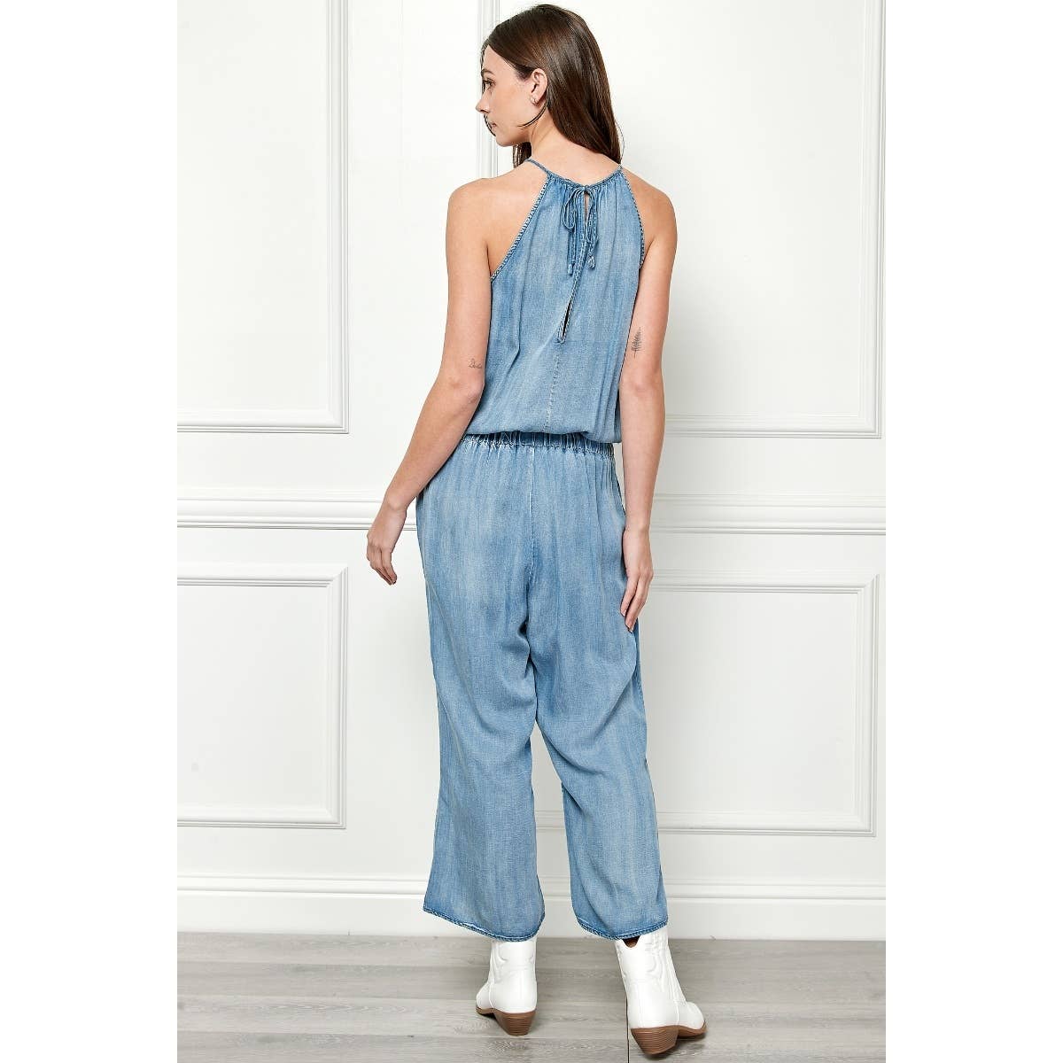 Sleeveless Cropped Tencel Jumpsuit