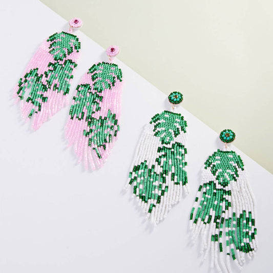 Pink Palm Earrings