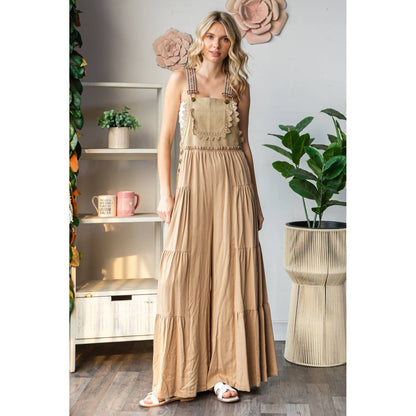 Embroidered Strap Flowy Jumpsuit