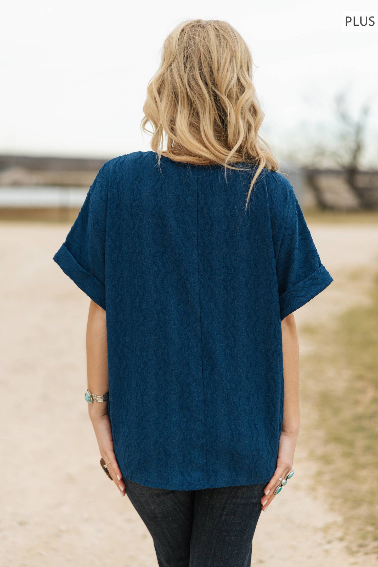 Curvy Textured Dolman Sleeve Top