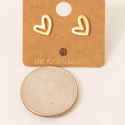 Gold Dipped Heart Stud Earrings