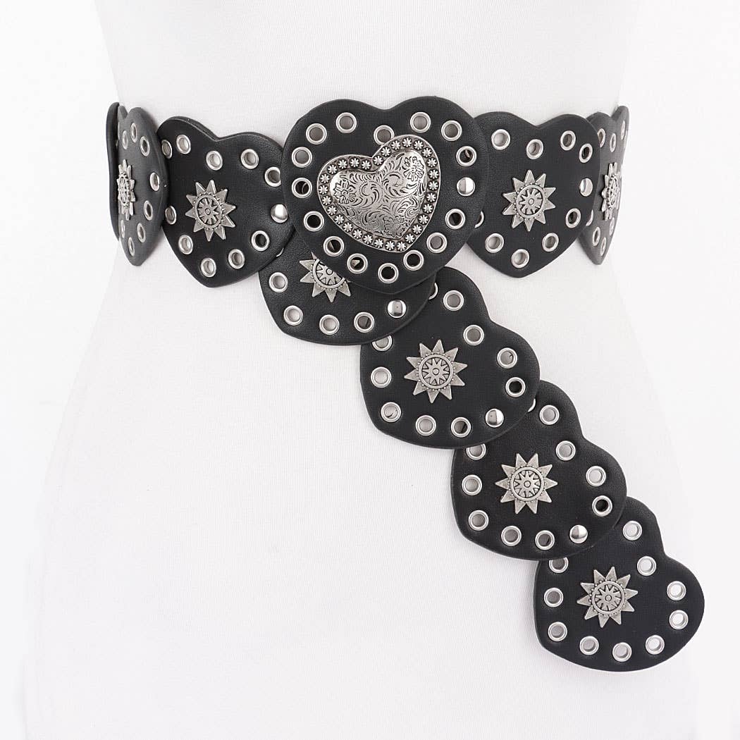 Faux Leather Heart Shape Vintage Belt