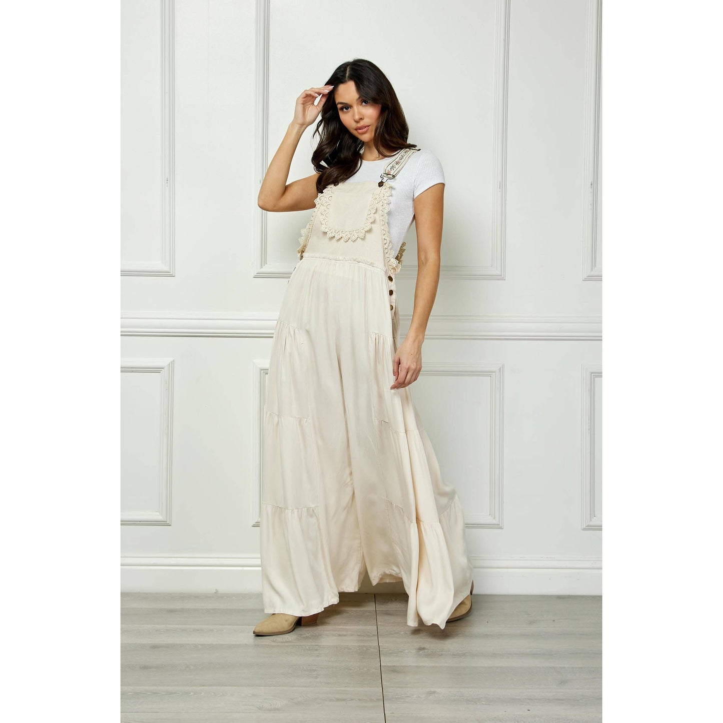 Embroidered Strap Flowy Jumpsuit