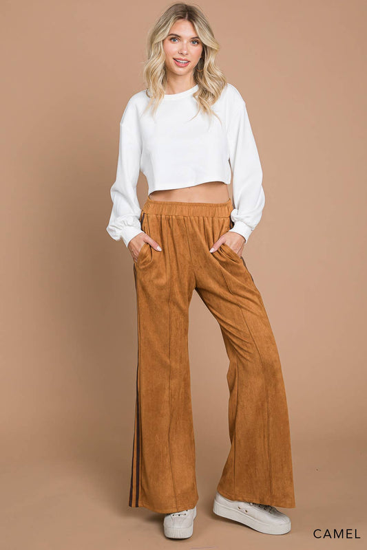 Stripe Suede Flare Pants