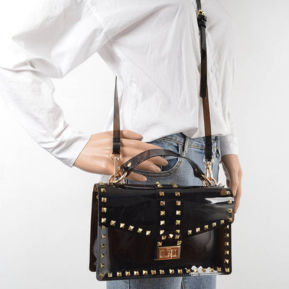 Studded Colorful Transparent Clutch