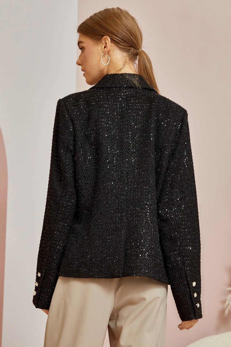 Sequin Tweed Blazer J10228-1