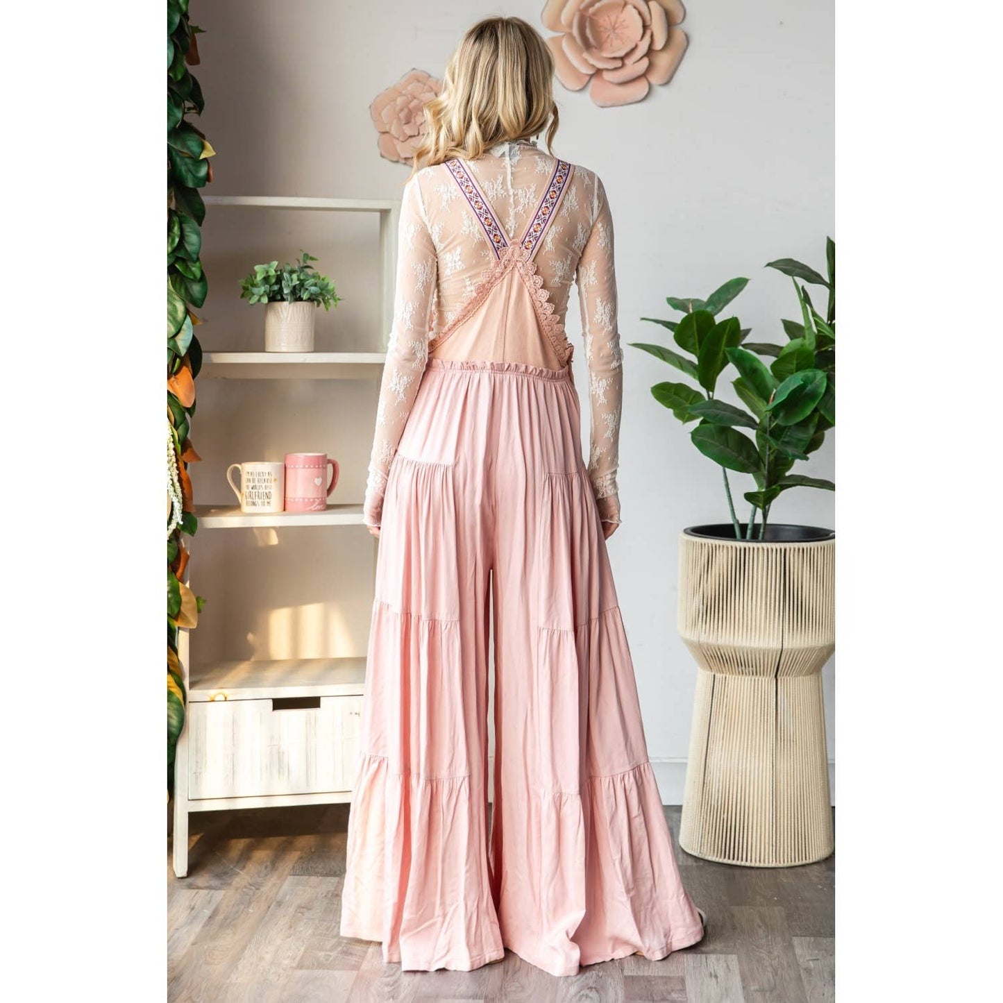 Embroidered Strap Flowy Jumpsuit