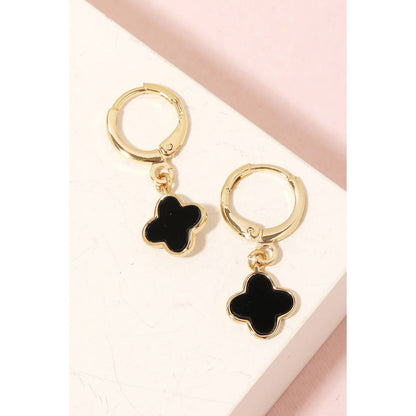 Gold Dipped Clover Charm Dangle Earrings