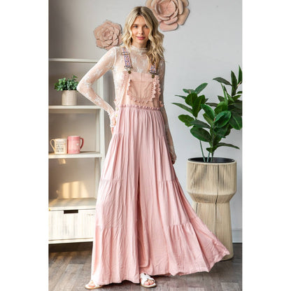 Embroidered Strap Flowy Jumpsuit