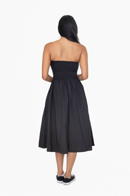 Strapless Flared Midi Dress