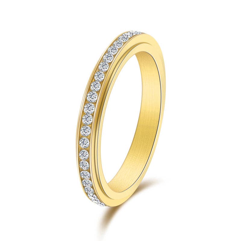 Gold Crystal Spinner Ring