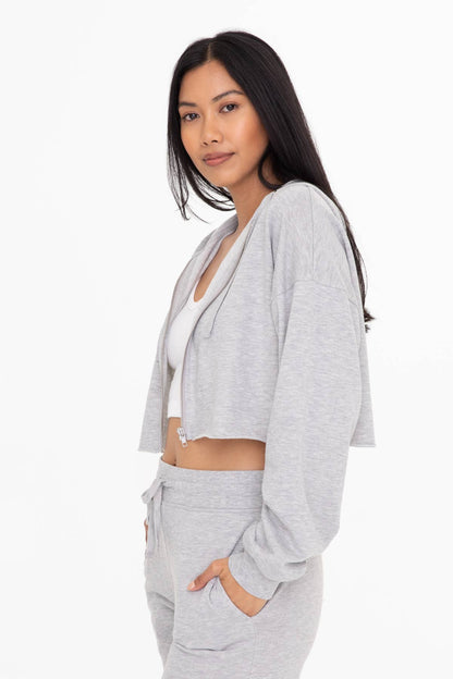 Crop Hoodie Zip-Up Terry Jacket