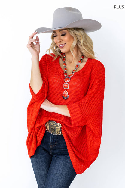 PLUS SIZE Crochet Oversized Relaxed Fit Poncho Top