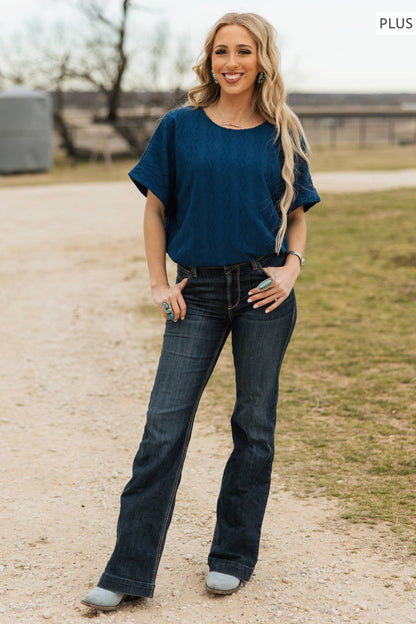 Curvy Textured Dolman Sleeve Top