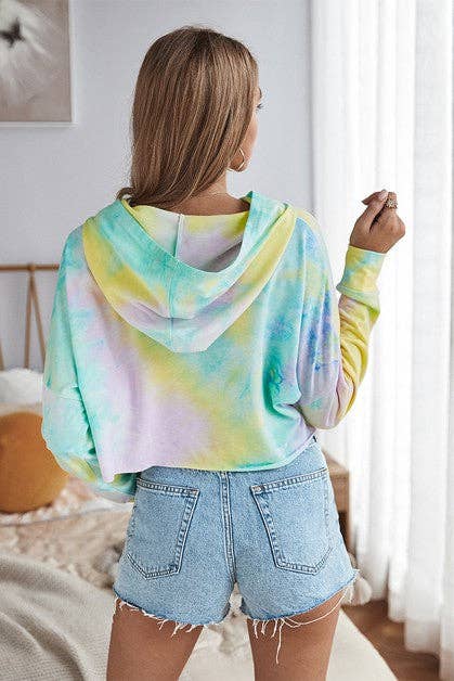 Tie Dye Crop Pullover Hoodie