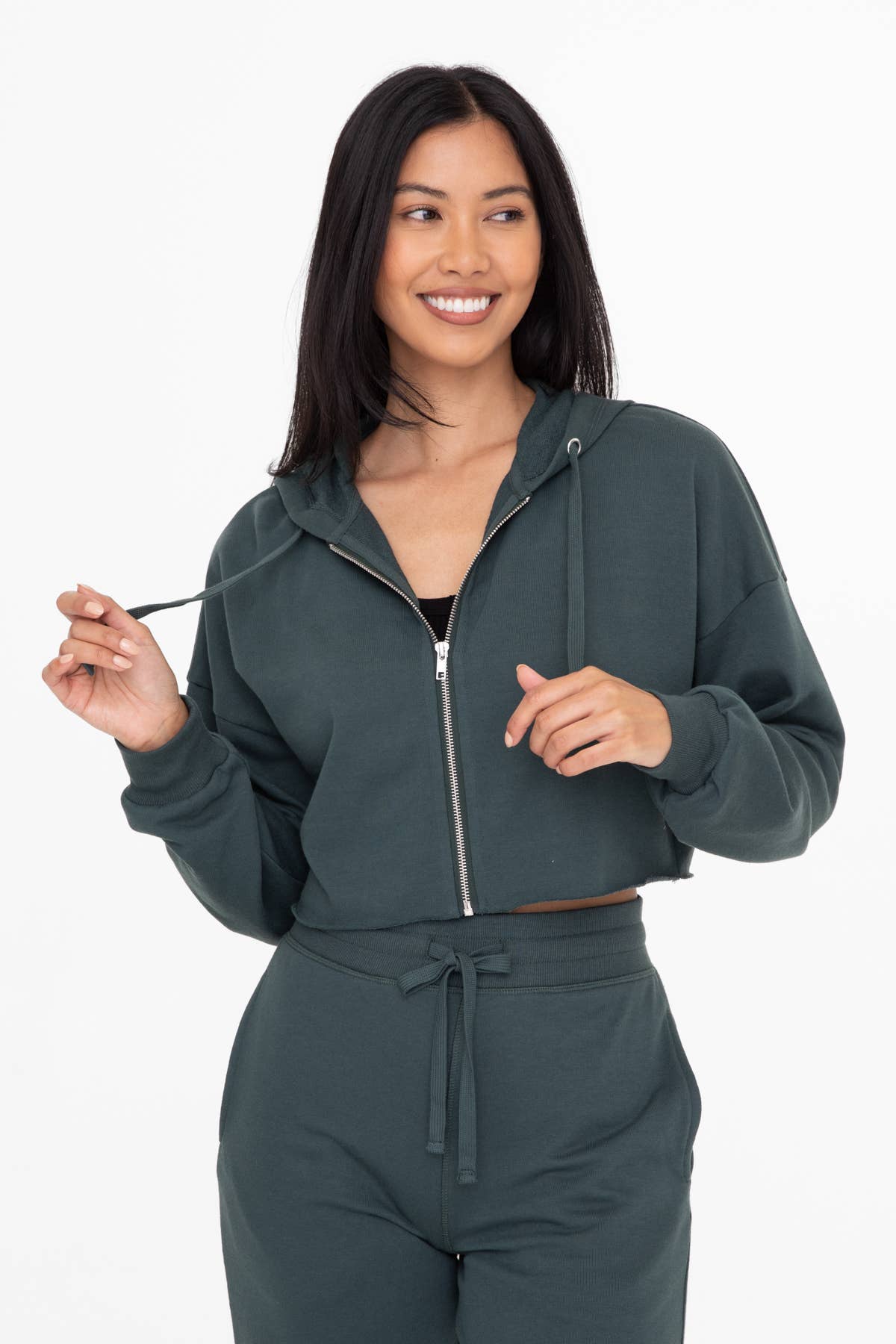 Crop Hoodie Zip-Up Terry Jacket