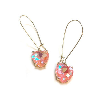 Heart Glass Charm with Kidney Wire Dangle Earrings