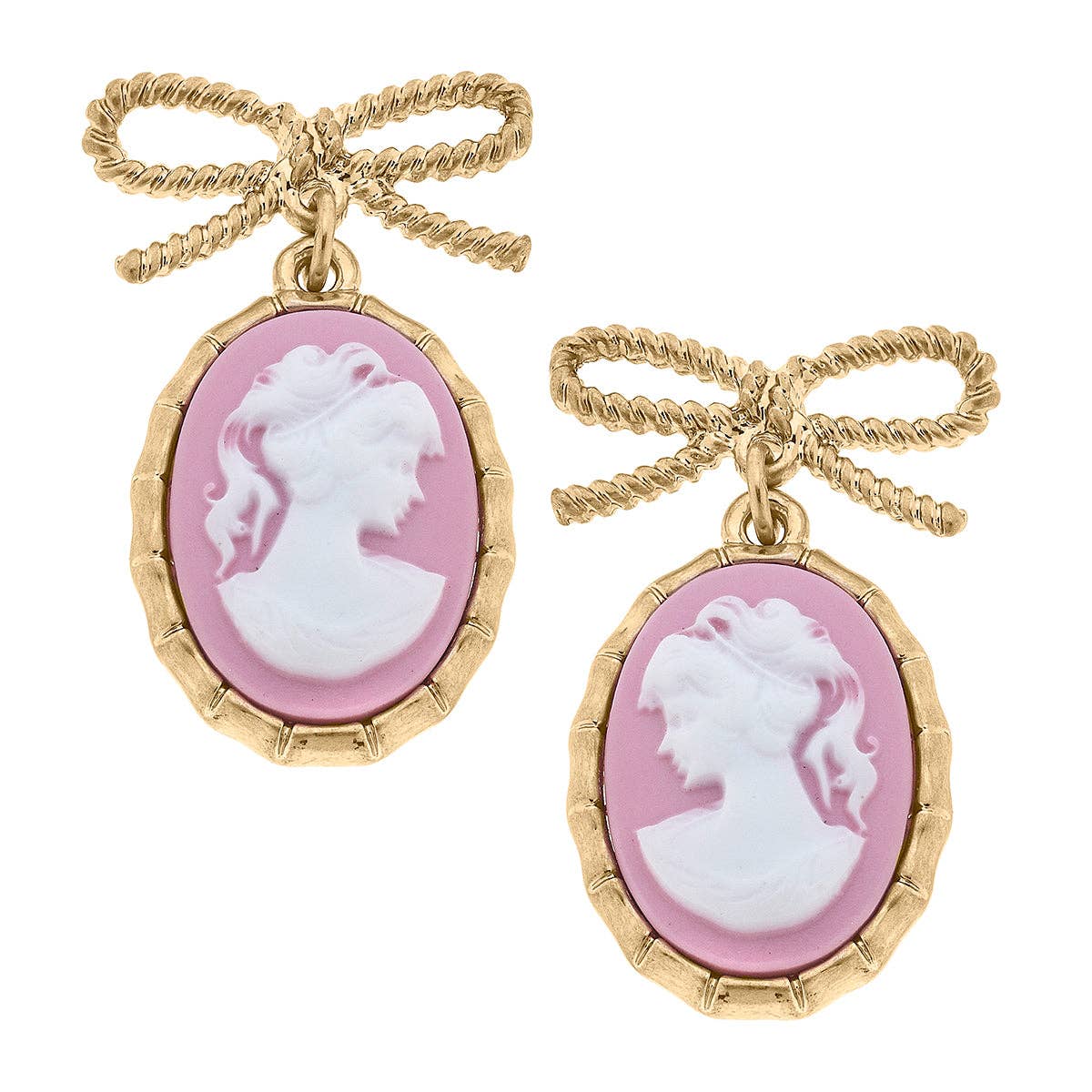 Cameo & Bow Drop Earrings