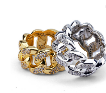 Elizabeth Curb Link Pave Gold Ring