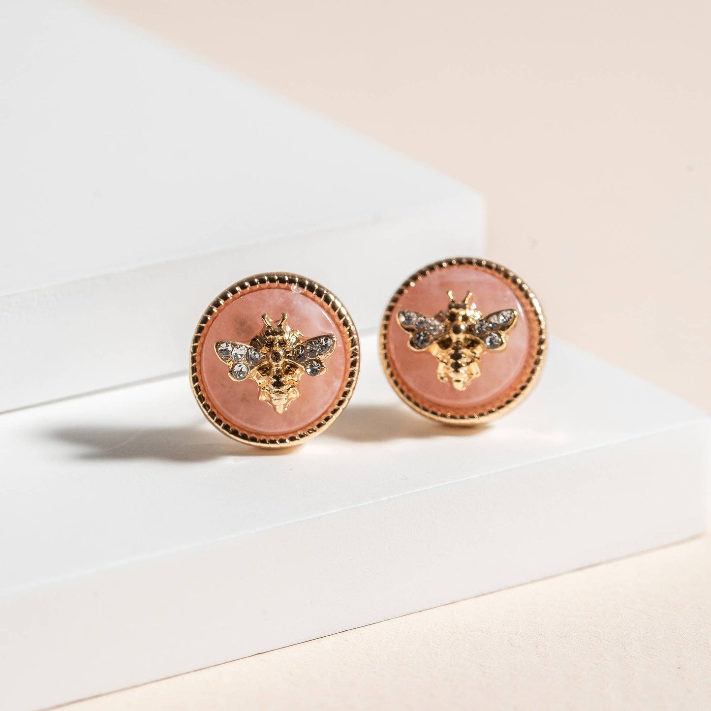 Bumble Bee Stone Stud Earrings