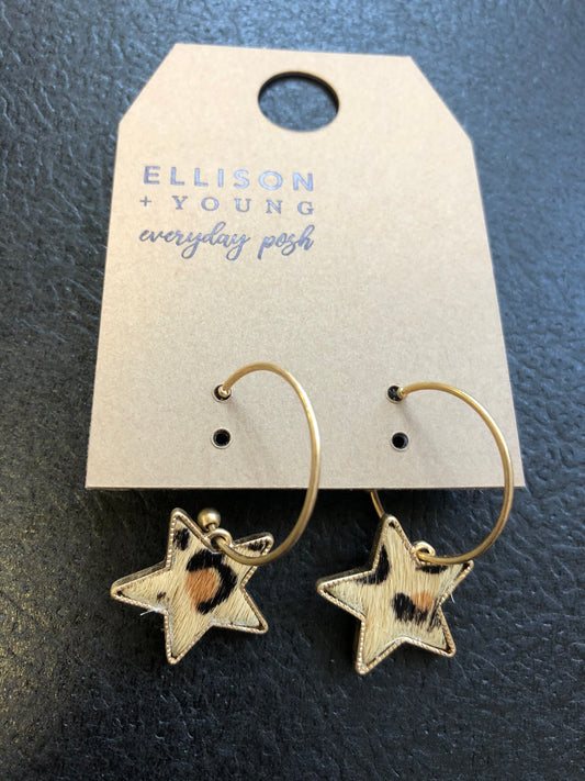 Leopard Star Hoop Earrings