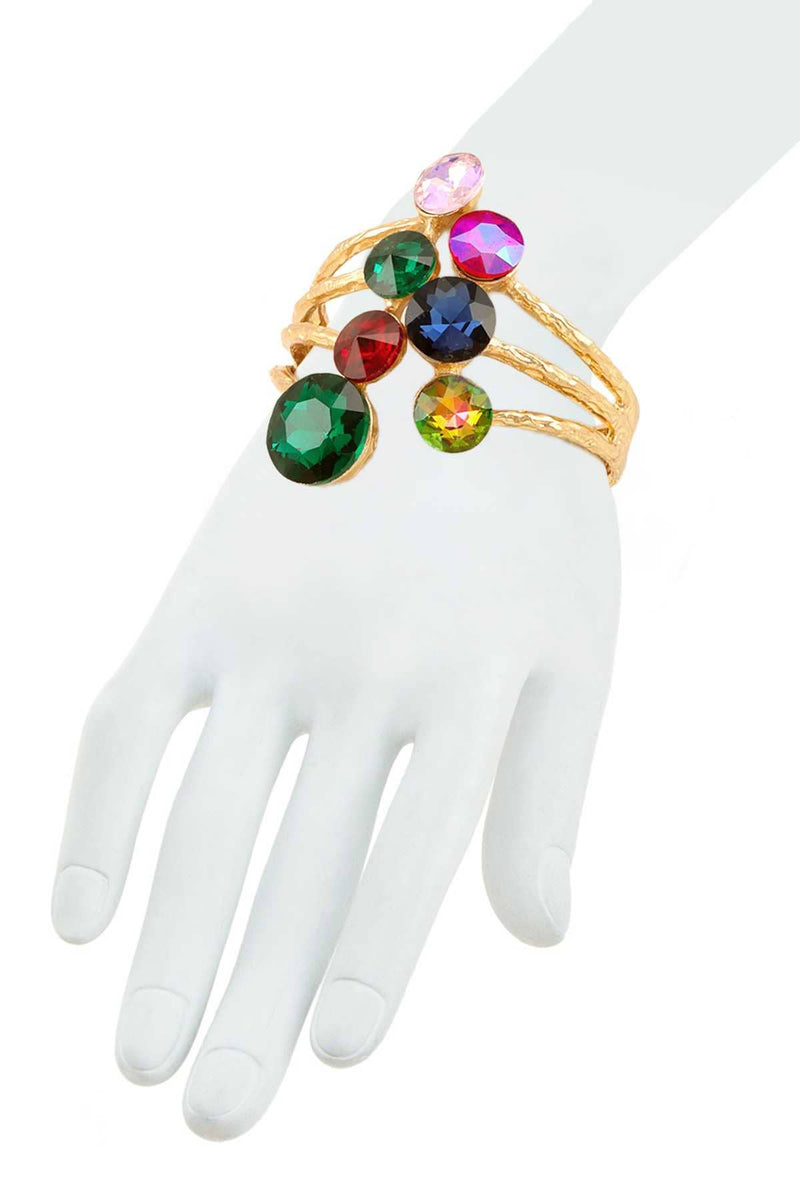 Colorful Glass Hammered Bracelet