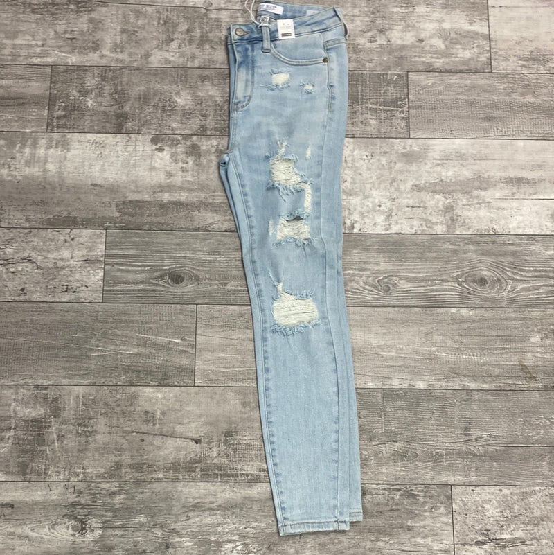 Distressed Light Wash Tummy Control Jeans
